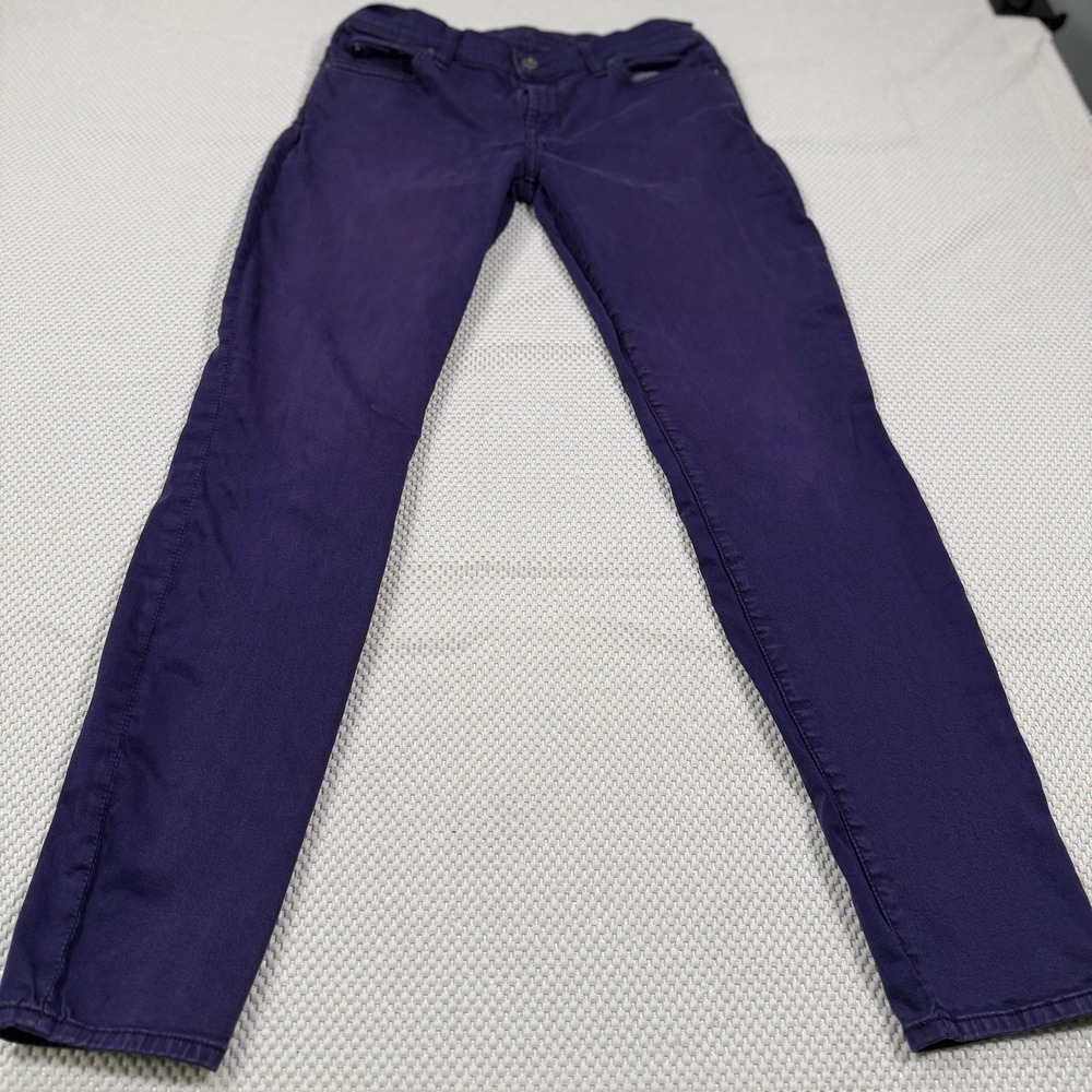 7 For All Mankind Jeans Womens 31 Purple Stretch Denim Straight Leg Pants